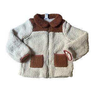 Little Lass |  Cream and Brown Sherpa Jacket